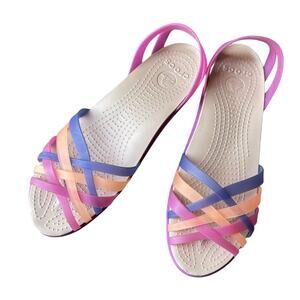 Crocs Isabella Huarache Flat Jelly Sandal Strappy Women Size 10W Multicolor